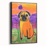 Kids Room Wall Art – Playful Pug Dog Sunset Painting