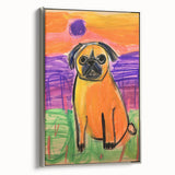 Kids Room Wall Art – Playful Pug Dog Sunset Painting