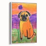 Kids Room Wall Art – Playful Pug Dog Sunset Painting