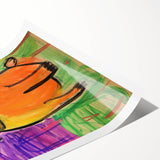 Kids Room Wall Art – Playful Pug Dog Sunset Painting