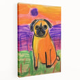 Kids Room Wall Art – Playful Pug Dog Sunset Painting