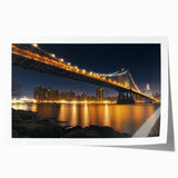 Landscape bridge artwork rolled print showcasing a serene river scene with lush greenery and a clear blue sky, packaged securely in a cardboard tube for safe shipping. This high-quality print is ideal for home decor or art collectors.