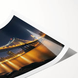 Rolled print of a landscape bridge design showcasing vibrant colors and intricate details, securely packaged in a durable tube for safe shipping. Ideal for home decor enthusiasts seeking unique artwork.