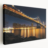 Stretched canvas artwork of a serene landscape bridge scene, showcasing vibrant colors and detailed textures, ideal for enhancing home decor or office spaces.