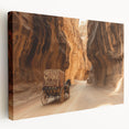Stretched canvas artwork depicting a breathtaking landscape of canyons in warm earth tones, showcasing intricate details and textures, perfect for home decor.