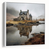 Framed landscape wall art depicting a serene countryside scene, featuring lush green fields and a clear blue sky, ideal for home décor and enhancing interior spaces.