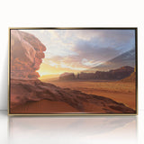 Framed acrylic artwork depicting a serene desert landscape in gold hues, showcasing intricate details and textures, perfect for enhancing modern interior decor.