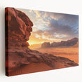 Stretched canvas artwork depicting a vibrant desert landscape with warm colors and textured details, perfect for enhancing any room's decor.