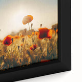 Close-up of a framed canvas showcasing a vibrant landscape design with lush green fields and a clear blue sky, ideal for home decor and artistic displays.