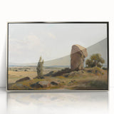 Framed acrylic artwork showcasing a stunning landscape design with vibrant colors and intricate details, set against a sleek silver frame, ideal for modern home decor.