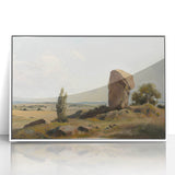 Framed acrylic artwork showcasing a vibrant landscape design with white borders, ideal for modern home decor. Perfect for adding a touch of nature to any room.