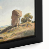 Close-up view of a framed landscape canvas artwork showcasing vibrant colors and intricate details, ideal for enhancing modern home decor with an artistic touch.