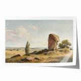 Vibrant rolled print depicting a serene landscape with lush greenery and a clear blue sky, ideal for enhancing home decor, securely packaged in a protective tube.