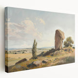 Stretched canvas artwork showcasing a vibrant landscape design with rich colors and intricate details, ideal for home decor and wall enhancement.
