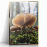 Large acrylic print of a mid-century modernist floral design in gold tones, suitable for modern nursery wall decor.