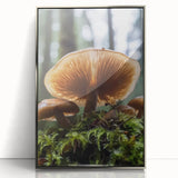 Mid-century modernist art depicting a close-up floral design in muted pastel shades on a framed acrylic print.