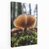 Close-up floral image in vibrant red and green tones on a large stretched canvas, suitable for kitchen wall art.