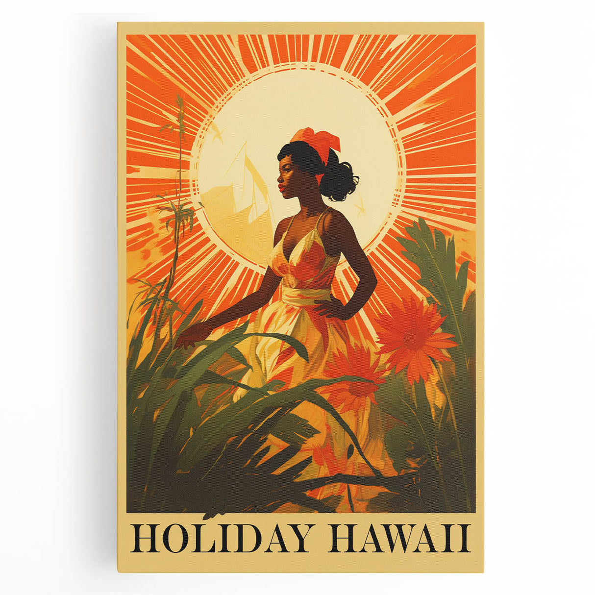 Retro Hawaii Travel Poster – Vintage Tropical Island Art