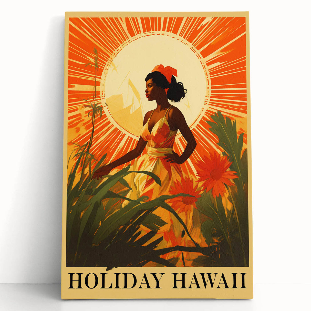 Retro Hawaii Travel Poster – Vintage Tropical Island Art