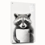 Raccoon Bathroom Wall Art - Modern Black and White Bathroom Decor