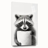 Raccoon Bathroom Wall Art - Modern Black and White Bathroom Decor