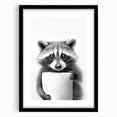 Raccoon Bathroom Wall Art - Modern Black and White Bathroom Decor