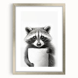 Raccoon Bathroom Wall Art - Modern Black and White Bathroom Decor