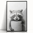 Raccoon Bathroom Wall Art - Modern Black and White Bathroom Decor