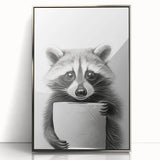 Raccoon Bathroom Wall Art - Modern Black and White Bathroom Decor