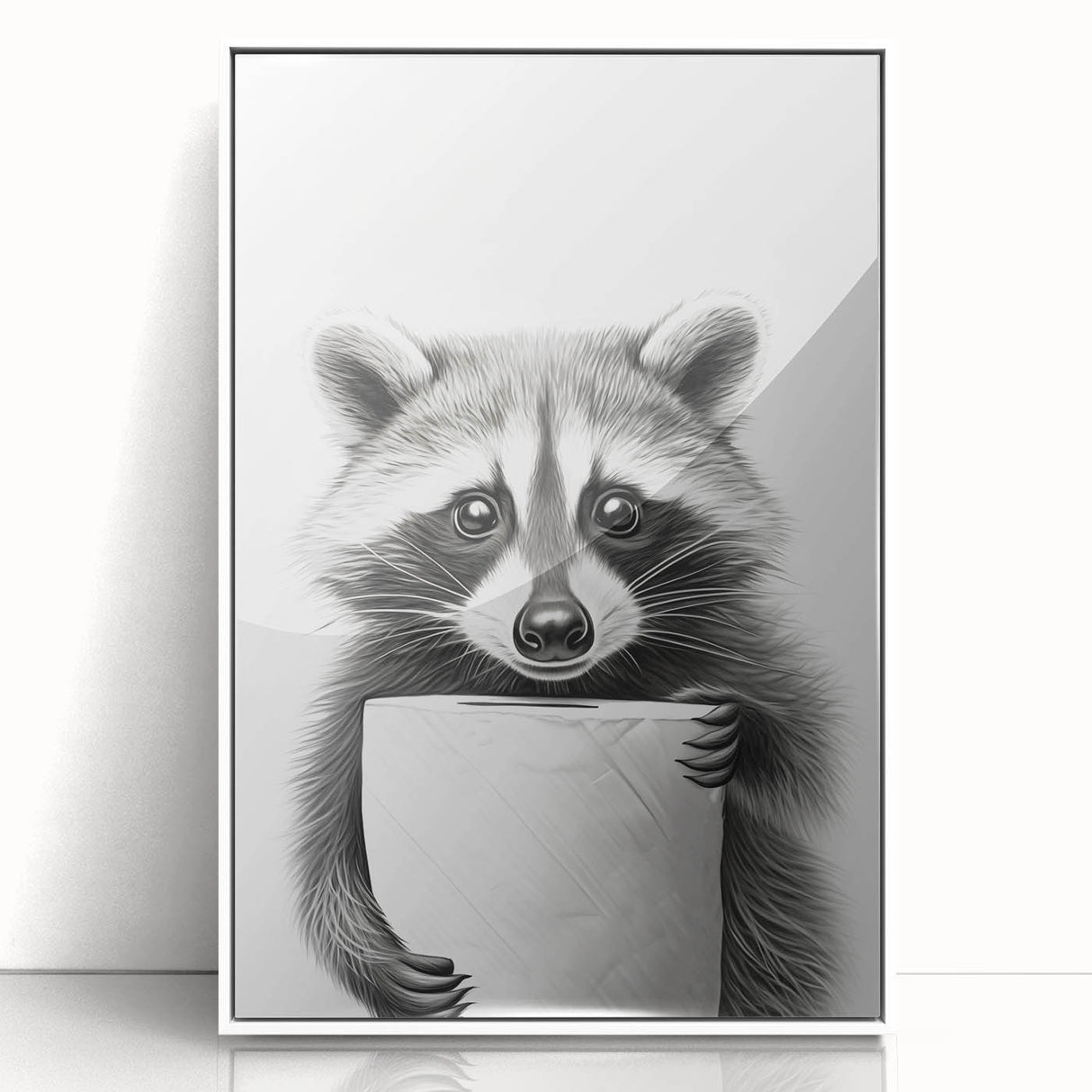 Raccoon Bathroom Wall Art - Modern Black and White Bathroom Decor