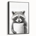 Raccoon Bathroom Wall Art - Modern Black and White Bathroom Decor