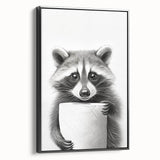 Raccoon Bathroom Wall Art - Modern Black and White Bathroom Decor