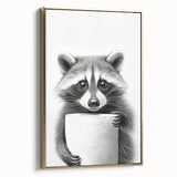 Raccoon Bathroom Wall Art - Modern Black and White Bathroom Decor