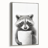Raccoon Bathroom Wall Art - Modern Black and White Bathroom Decor
