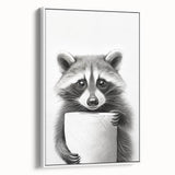 Raccoon Bathroom Wall Art - Modern Black and White Bathroom Decor