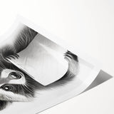 Raccoon Bathroom Wall Art - Modern Black and White Bathroom Decor