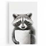Raccoon Bathroom Wall Art - Modern Black and White Bathroom Decor
