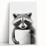 Raccoon Bathroom Wall Art - Modern Black and White Bathroom Decor