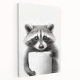 Raccoon Bathroom Wall Art - Modern Black and White Bathroom Decor
