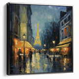 Black and white vintage poster art of Paris landscape on framed canvas, ideal for bedroom wall decor.