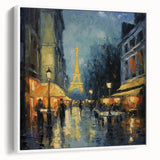 Vintage poster art of Paris scenery in vibrant colors on extra large framed canvas, ideal for living room decor.