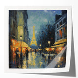 Extra large rolled print of Paris scenery in muted colors, ideal for art wall dining room.