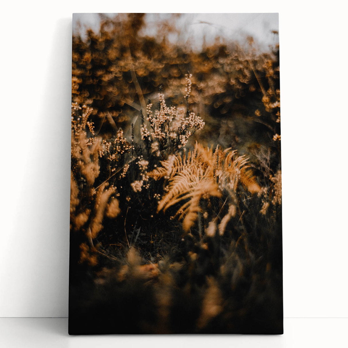 Black and white abstract depiction of fall trees on large stretched canvas, suitable as kitchen wall art or bedroom decor.