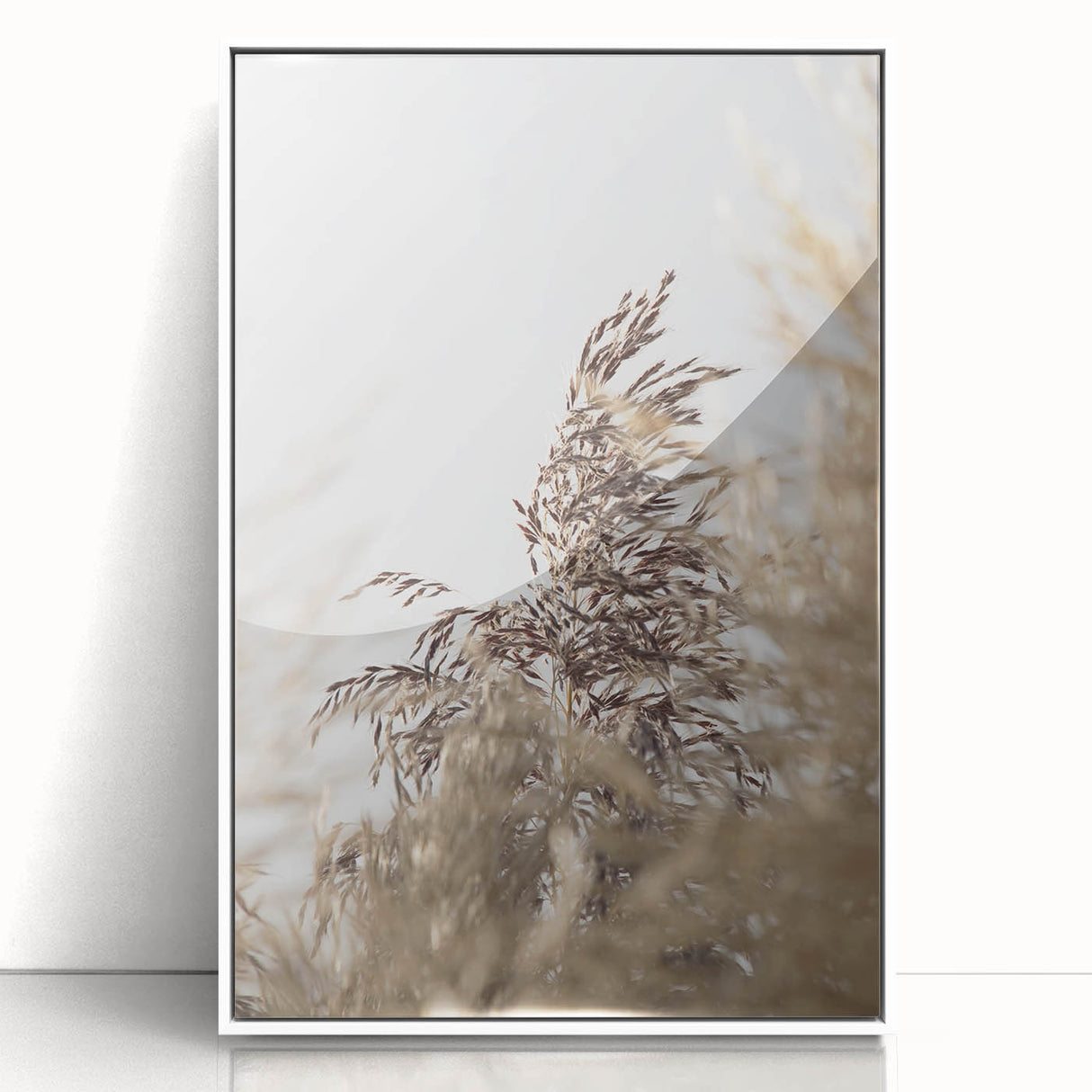 Art deco poster featuring a stylized summer scene in pastel colors on a white framed acrylic, suitable for nursery wall art.
