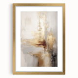 Extra large abstract art print with textured design in cool blue tones, framed in gold, ideal for living room decor.