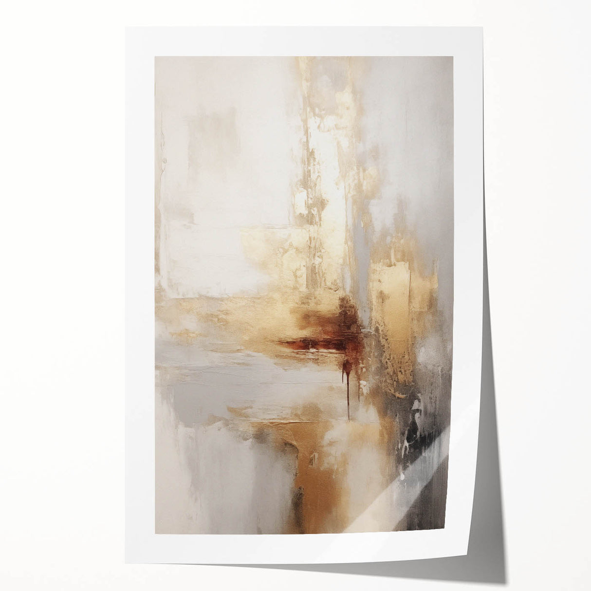 Winter-themed floral art on rolled canvas featuring muted blues and whites, suitable for dining room or bathroom decor.