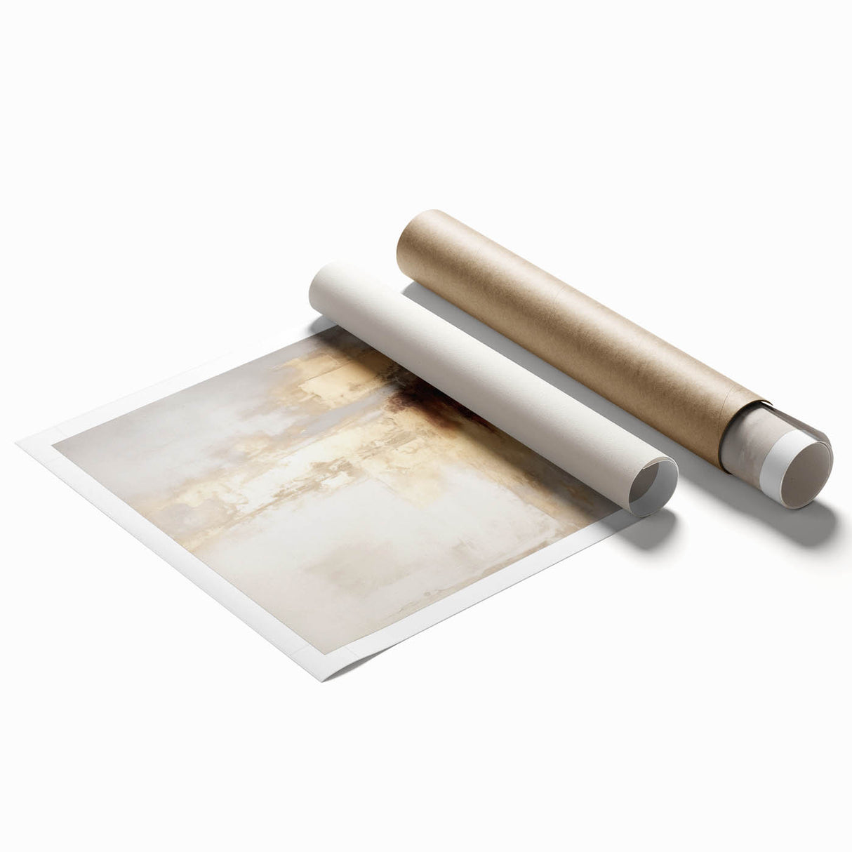 Extra large rolled print featuring a winter-themed floral art in cool blue and white tones.