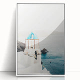 Art deco poster featuring a summer scene in soft pastel shades, acrylic print in white frame, ideal for nursery wall art.