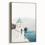 Framed canvas depicting a vintage-style landscape with muted earth tones, ideal for bedroom wall art.