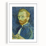 Abstract art print featuring swirling blue and yellow patterns, framed in white, suitable for bedroom or dining room decor.